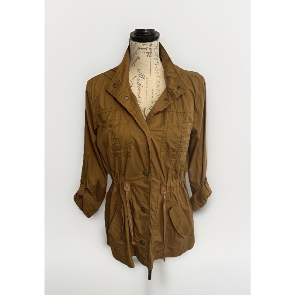 Maurices Utility Jacket Women's Medium Brown Military Anorak Roll Tab Sleeve NWT - Picture 2 of 11